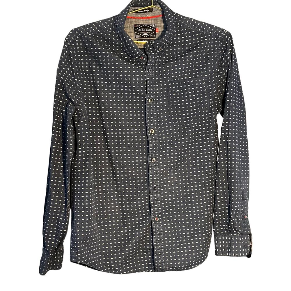 Cactus New York Mens Button Down Navy Bikes Size Medium